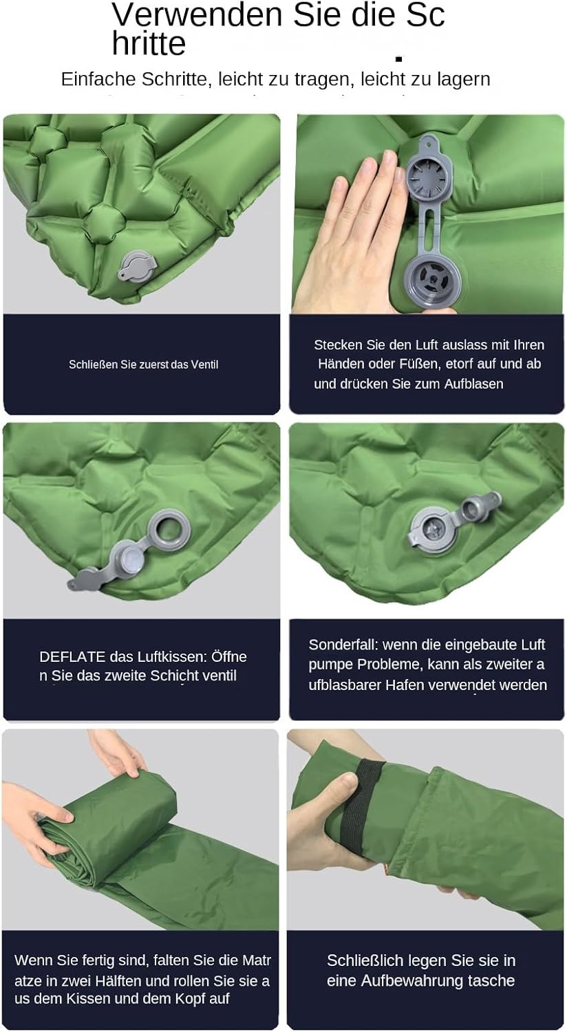 Campingbett - 2-Personen LuftkissenMit Kopfkissen | Leichtes &amp; Kompaktes Outdoor Zubehör Für Camping