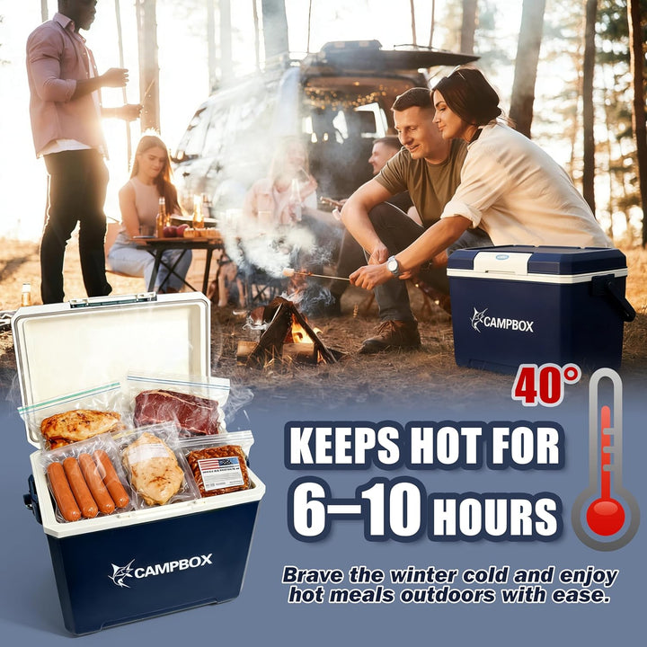 JONRRYIN Kühlbox, Passiv-Kühlbox 24 Liter Bis zu 12 Std. Kühlung, Mobile Cooler Box mit 2 Kühlakkus,