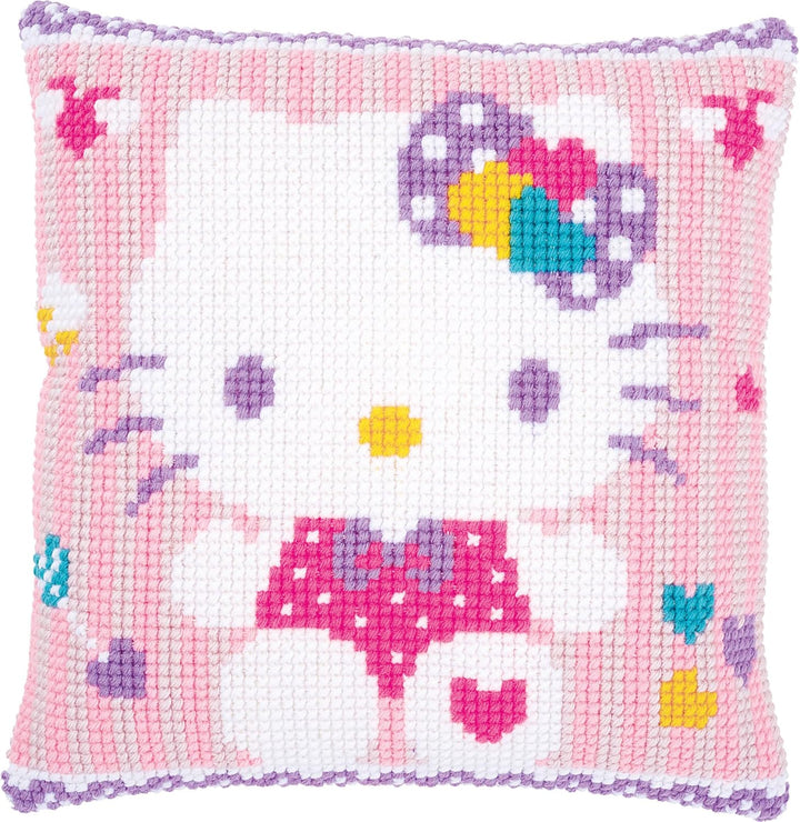 Vervaco PN-0172807 Kreuzstichkissen Hello Kitty Pastel Kreuzstichset, Baumwolle, mehrfarbig, 40 x 40