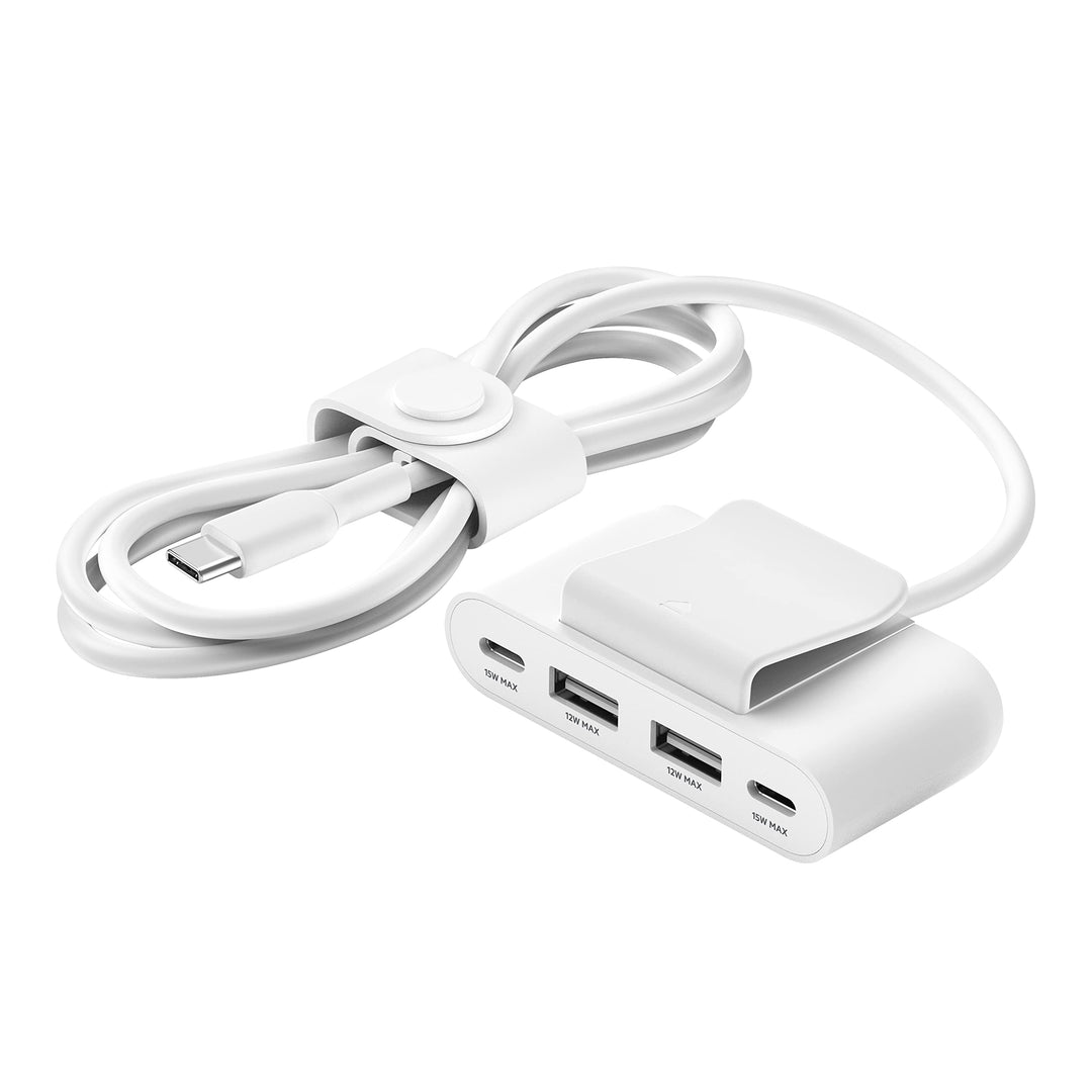 Belkin 4-Port USB-Splitter mit 2-m-Kabel, 2 USB-C- und 2 USB-A-Ports, USB-Adapter mit 30 W Leistung,
