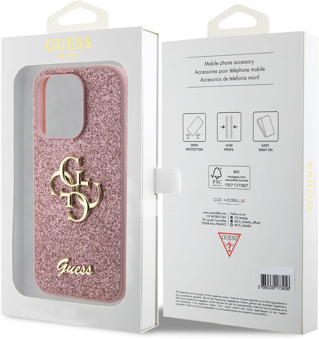 CG MOBILE Guess Fixed Glitter Hülle für iPhone 15 Pro Max (Pink) rose, rose