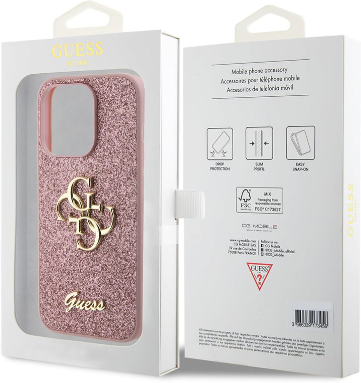 CG MOBILE Guess Fixed Glitter Hülle für iPhone 15 Pro Max (Pink) rose, rose