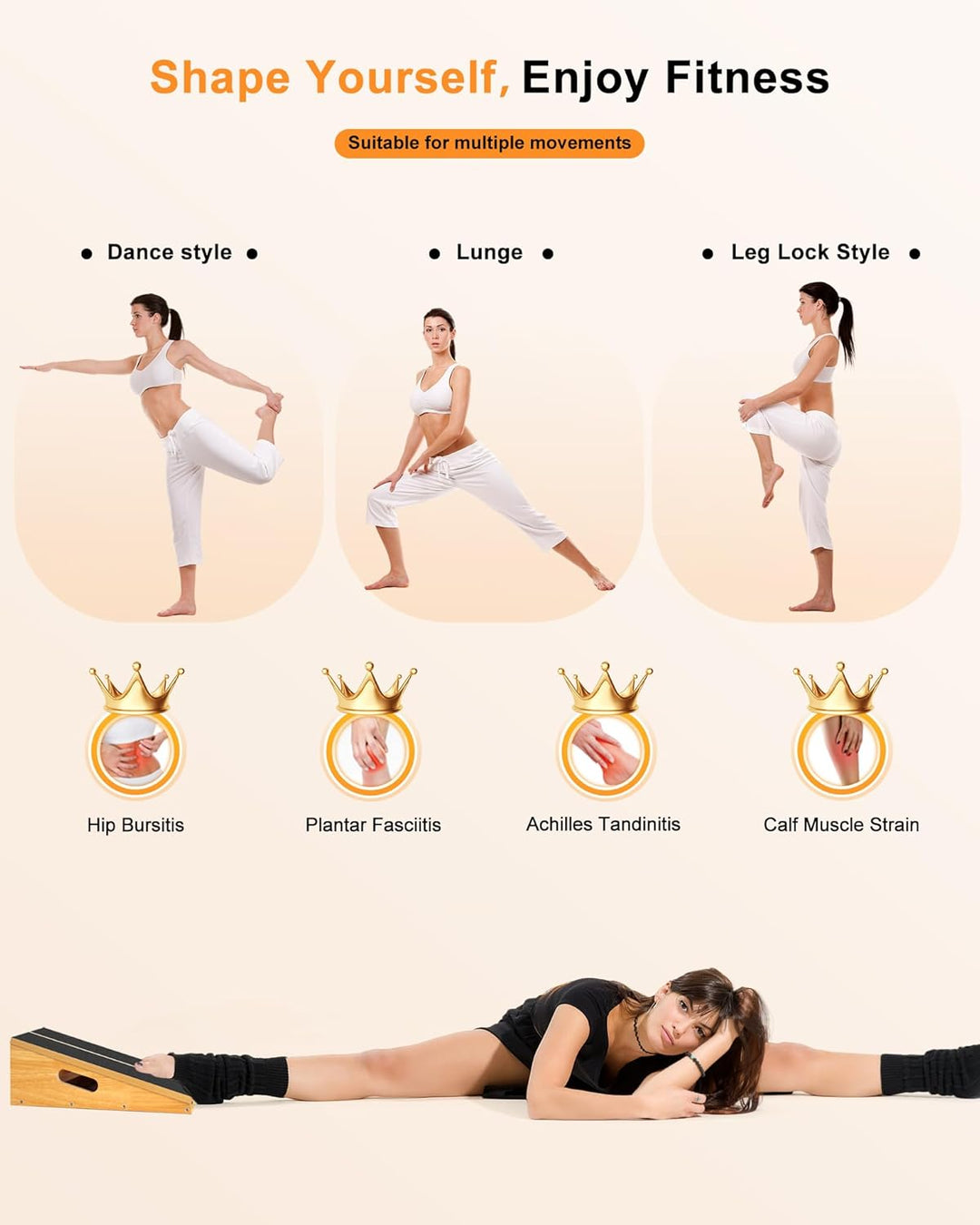 Schrägbrett aus Holz, verstellbares Neigungsbrett und Wadendehner, Stretch-Brett - extra seitliches