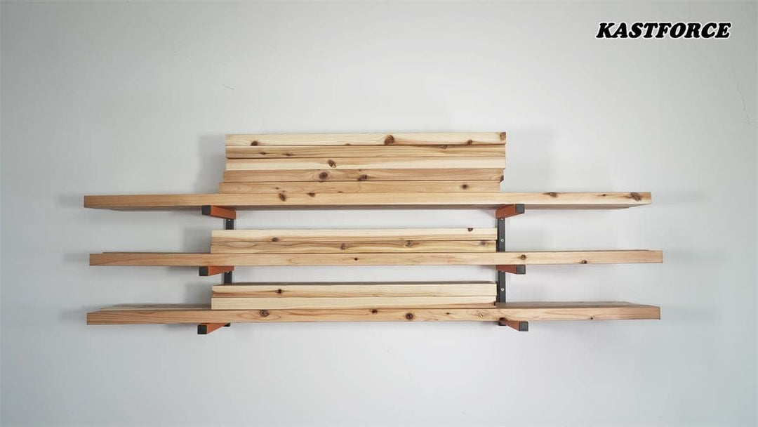 KASTFORCE KF1004 Holzregal 3-stufiges System 50 kg pro Ebene mit langlebigen Blechschrauben, Holzreg