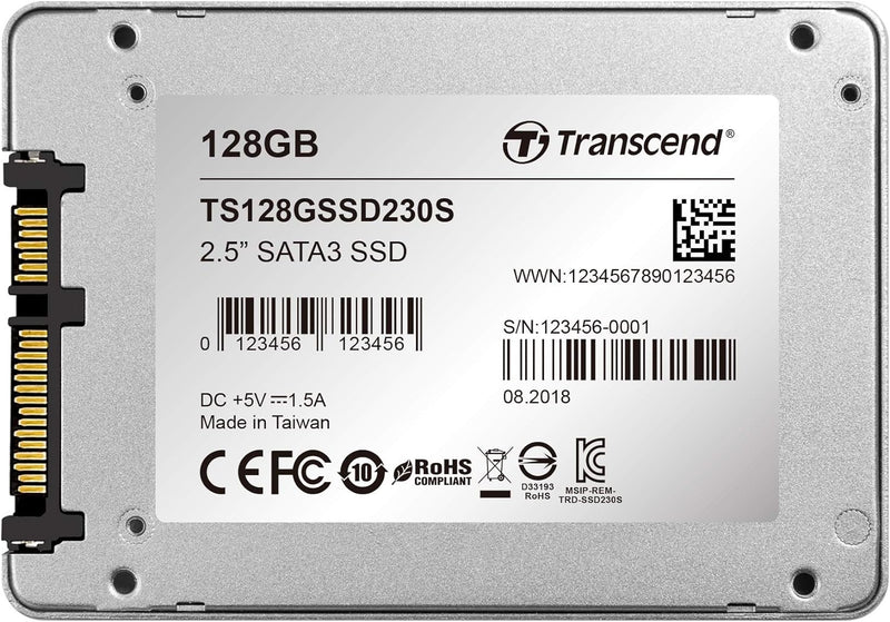 Transcend 128GB SATA III 6Gb/s interne 2.5” SSD (HDD) für Aufrüstung von Desktop-PCs, Laptops, Noteb