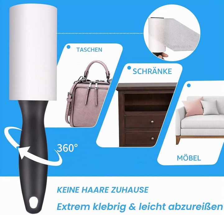 Jiehu Fusselrolle - 6 Rollen Mit 90 Blatt, Ersatzrolle Kleiderroller für Schnelles und Leichtes Entf