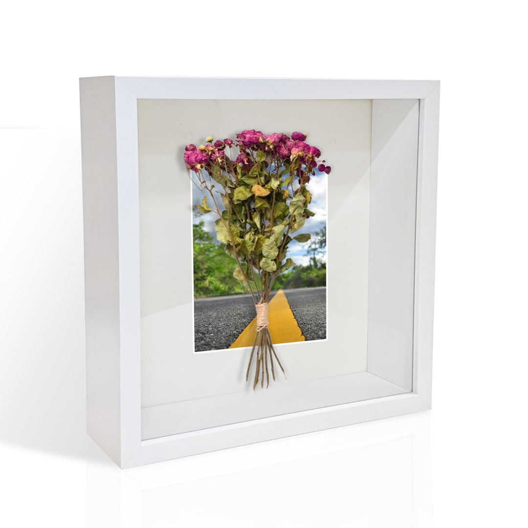 3D Bilderrahmen zum Befüllen Tiefer 5cm, Holz-Schattenbox 21,6x21,6 cm, Objektrahmen für Wand & Desk