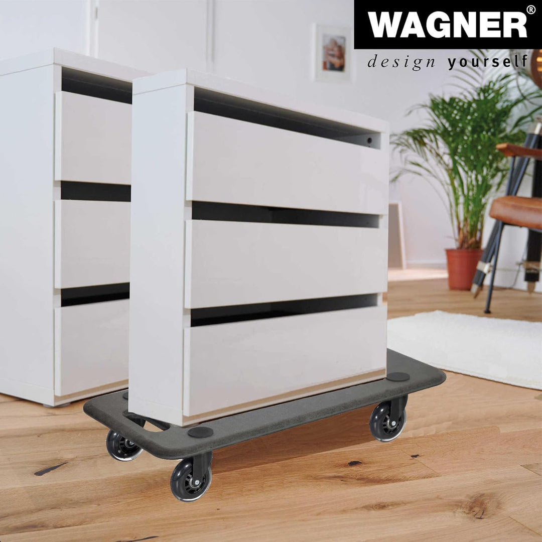WAGNER Transportroller Transporthilfe I Plattformwagen schwarz für Möbel aus MDF I 57,5 x 30 x 11 cm