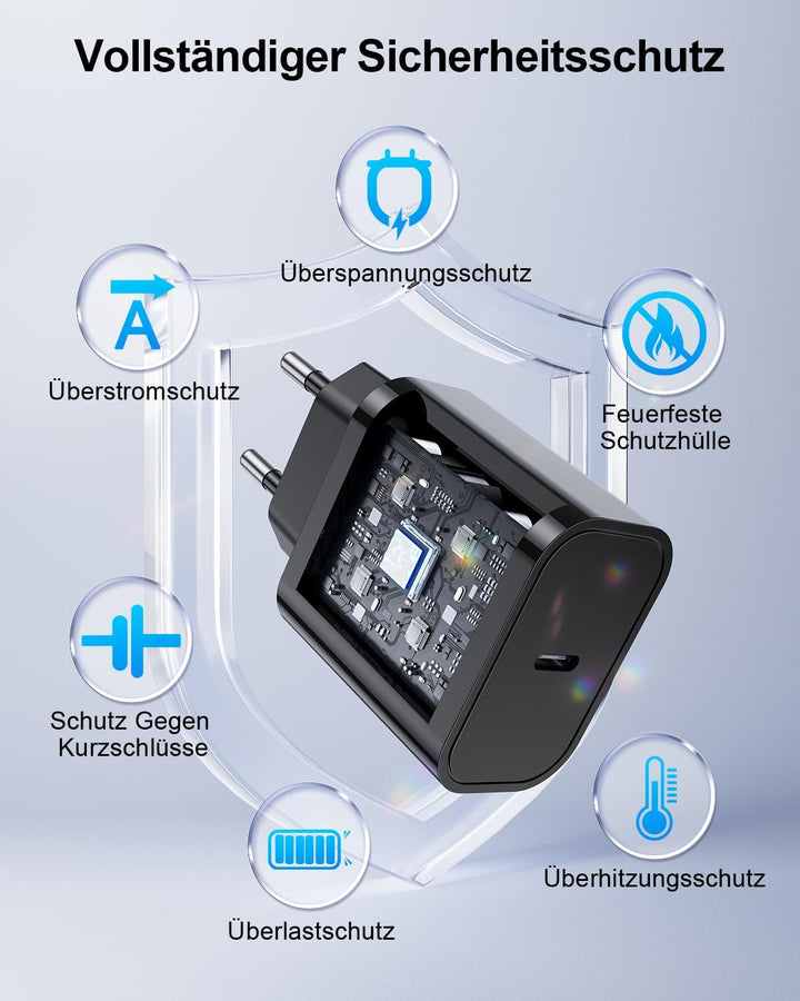 iPhone Ladekabel,2er Pack 25W USB C Ladegerät [MFi Zertifiziert] Für Apple Schnellladegerät mit USB