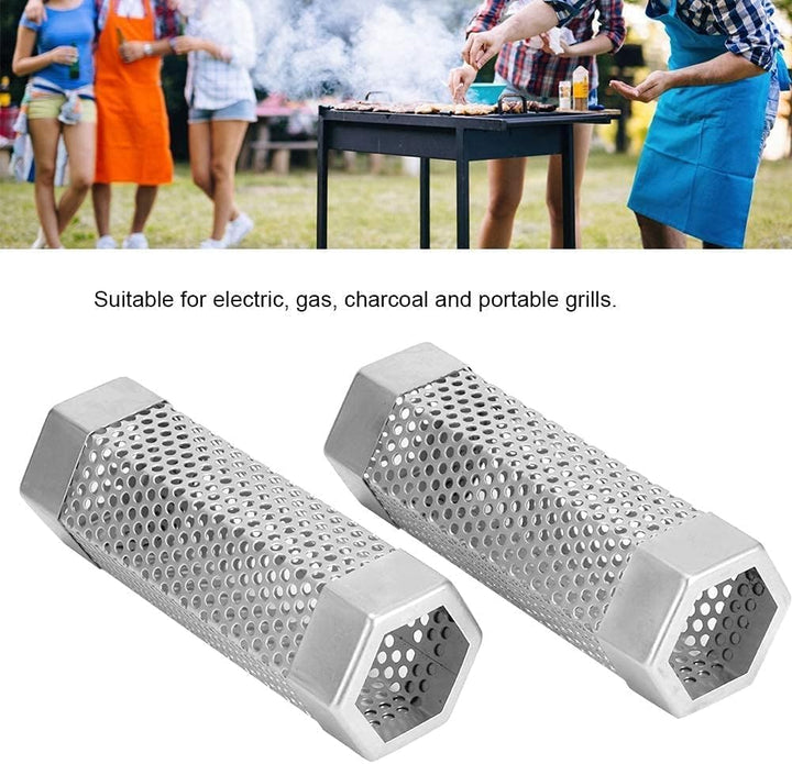 HERCHR 2pcs 30cm Räucherröhre, Smoke Tubes Edelstahl Rostfrei Räucherbox, Pellet-Räucherrohr Sechsec