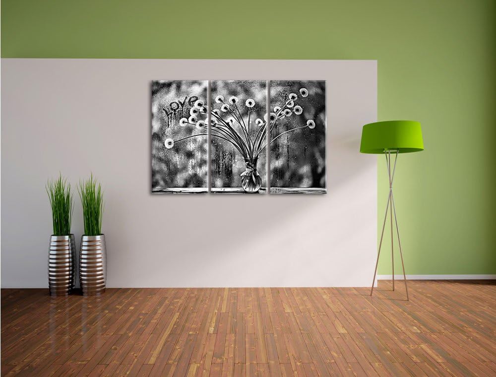 Pixxprint Pusteblumen/Format: 3-Teiler (120x80cm) cm/Leinwandbild fertig bespannt Wandbild Kunstdruc