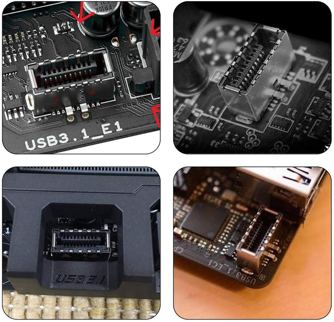 JSER USB 3.1 Frontpanel-Header, 19-polig auf USB-C &amp; USB 3.0 HUB 4 Ports, Frontpanel, Motherboard-Ka