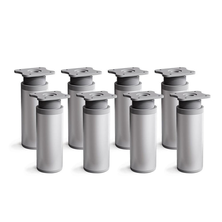 sossai® Design-Möbelfüsse MFR1 | höhenverstellbar | 8er Set | Rund-Profil - Ø 40 mm | Farbe: Alu | H