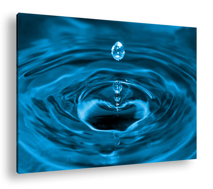 deyoli Wassertropfen schlagen Wellen Format 100x70 Effekt: Monocrome Blau als Leinwandbild, Motiv fe