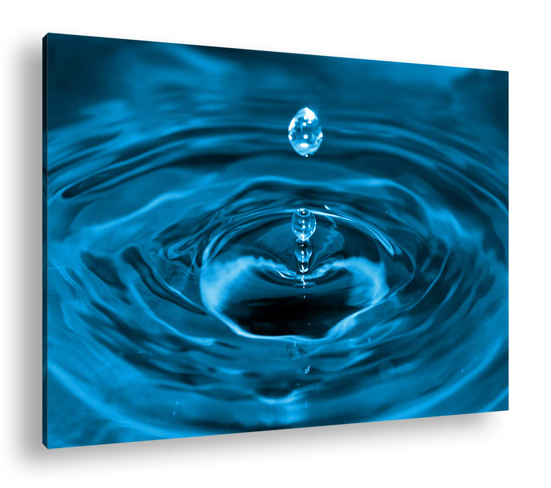 deyoli Wassertropfen schlagen Wellen Format 60x40 Effekt: Monocrome Blau als Leinwandbild, Motiv fer