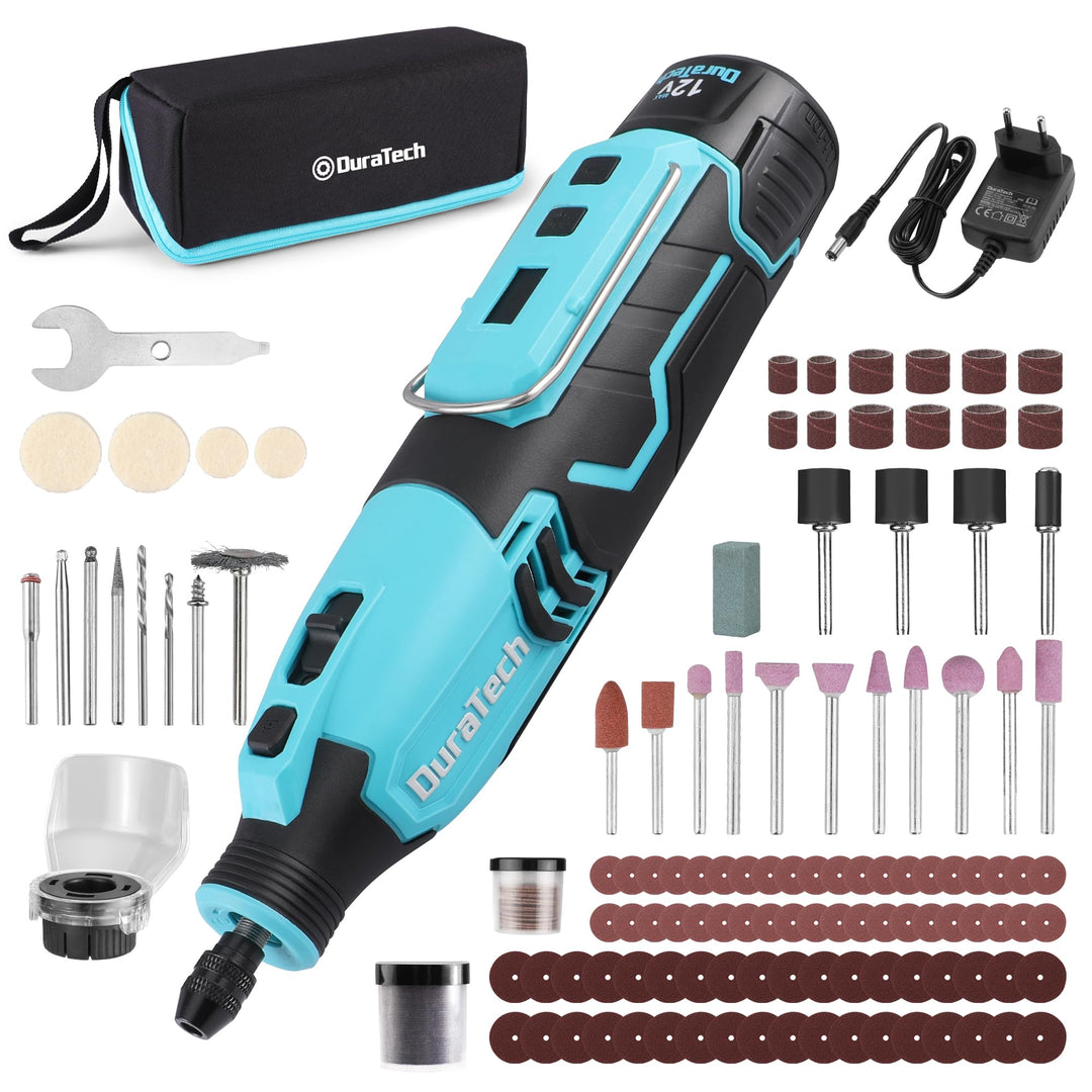 DURATECH 12V Kabellos Drehwerkzeug Set, Multifunktionswerkzeug mit 118 Zubehörteilen, mit 7 einstell