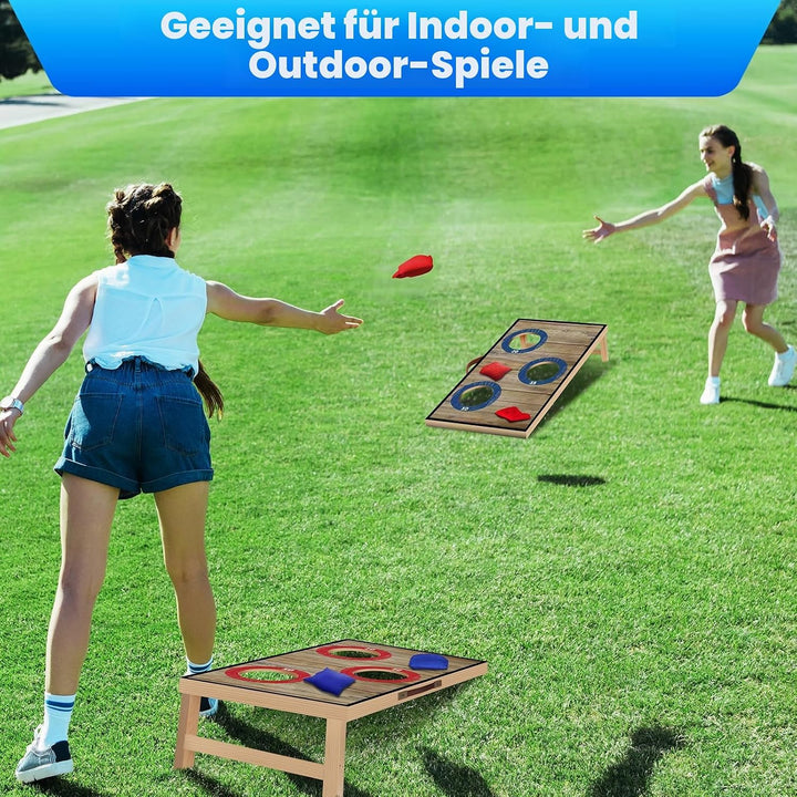 NZQXJXZ Cornhole Spiel Outdoor, 60 x 35 cm Massivholz Premium Corn Hole Boards mit 6 Cornhole Säckch