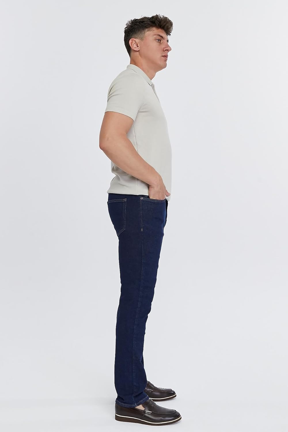 Herren Jeans Regular Fit, Stretch Jeanshose, Herren High Waist, Straight Cut, Basic Washed, Männer H