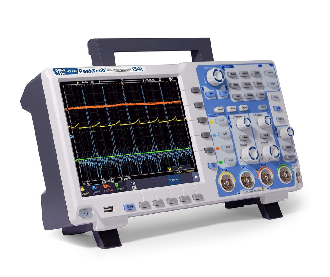 PeakTech 1341 – 4-Kanal Speicher-Oszilloskop 100 MHz - Max. 1 GS/s mit USB, LAN Schnittstelle & 8" H