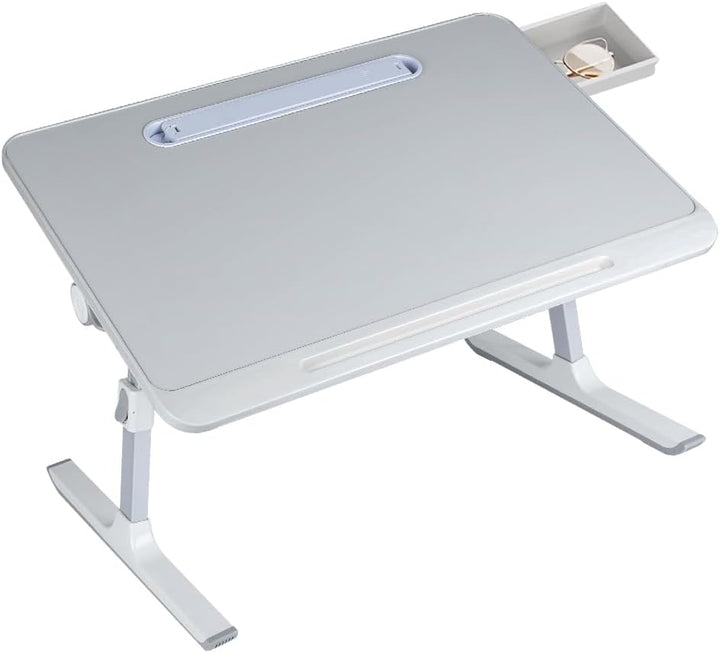Betttisch Klappbar, Laptoptisch, Einstellbare Höhe, mit Buchständer, Schublade, Lap Stopper, Tablet