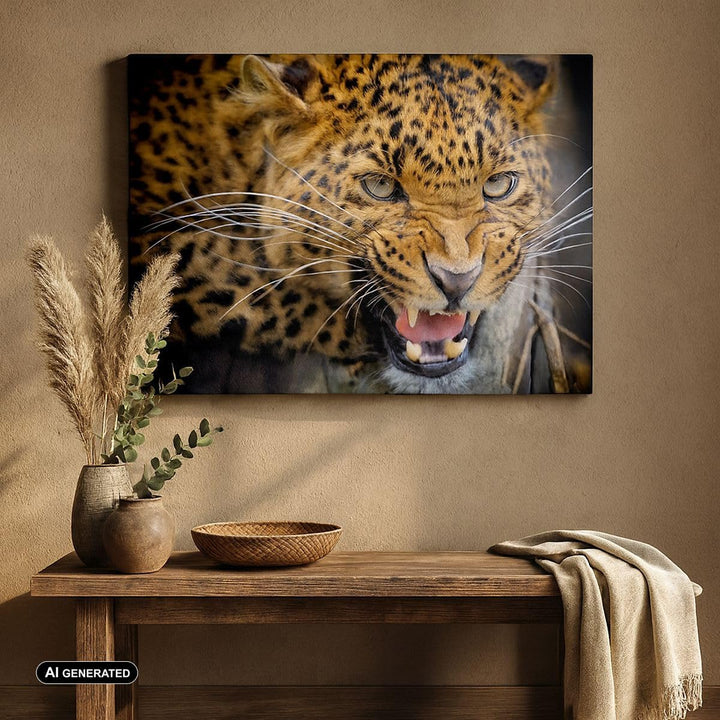 Bilder auf Leinwand 100x70cm Leinwandbild Leopard tier savanne afrika Gross Wanddeko Bild Schlafzimm