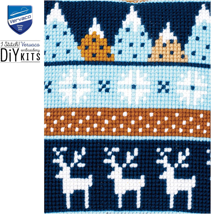 Vervaco PN-0170317 Kreuzstichkissen Set vorgezeichnet, Baumwolle, Wintermotive, 40x40cm