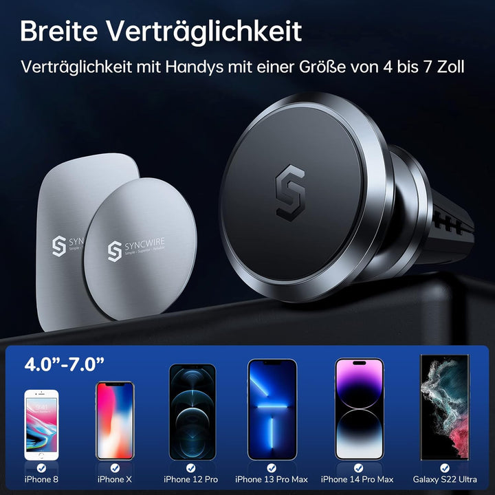 SYNCWIRE Magnetische Auto Handyhalterung, 360 Grad Drehbare Lüftungs-KFZ Halterung Handyhalter Kompa