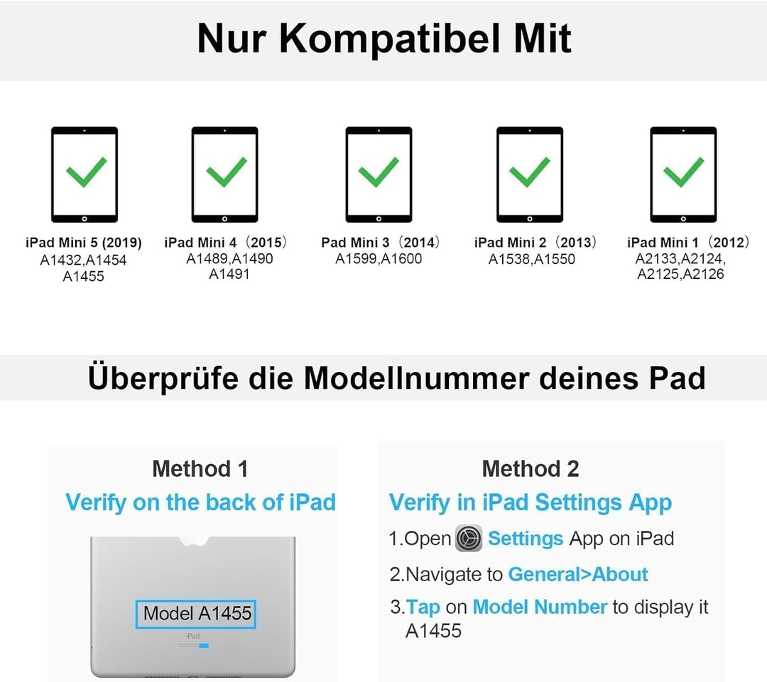 Tastatur Hülle für iPad mini 5/4/3/2/1, Deutsch QWERTZ Layout Tastatur für iPad mini 5/4 2019/2015 A