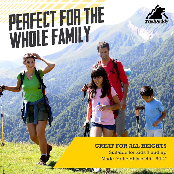 TrailBuddy Trekking Poles - Lightweight, Collapsible Hiking Poles for Snowshoe & Backpacking Gear -
