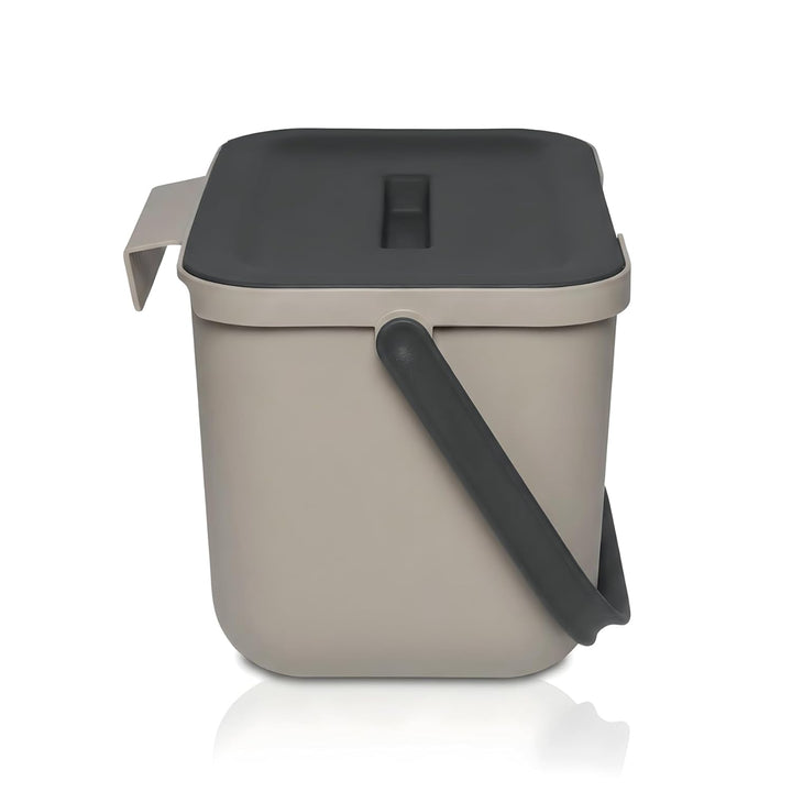 Biomülleimer Küche 4l, Hängmülleimer aus Kunststoff, klein, geruchsdicht, spülmaschinenfest, beige,