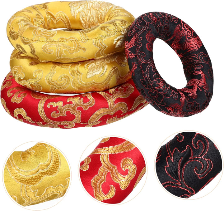 VICASKY 4 Stück Matte Klangschalenhalter Klangschalen-Pad Tibetische Klangschalenkissen Yoga Ring Bl