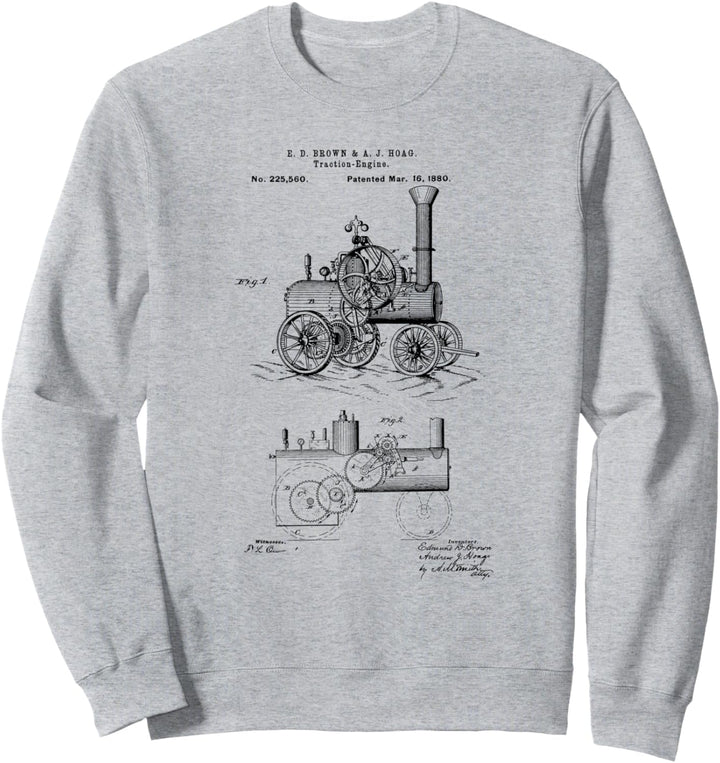 Klassischer Vintage Patent Print 1880 Dampftraktor Sweatshirt