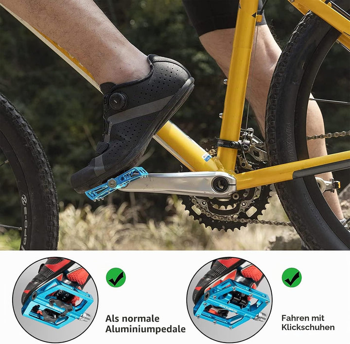 ROCKBROS Fahrradpedale Aluminium rutschfest 2 in 1 SPD Pedale/Plattform Pedale für MTB Rennrad Stadt