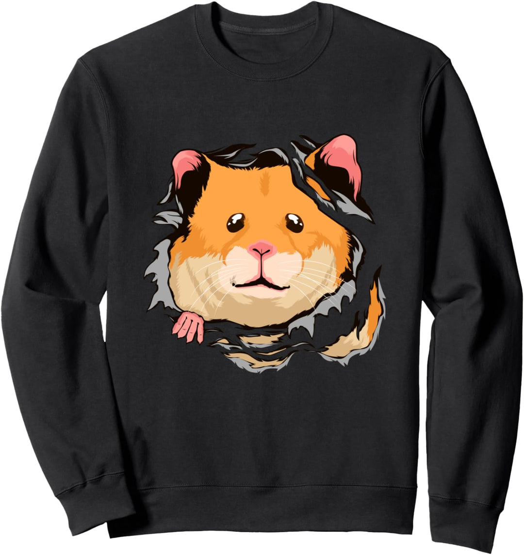 Hamster schaut durch zerrissene Kleidung Hammy Hamster Sweatshirt