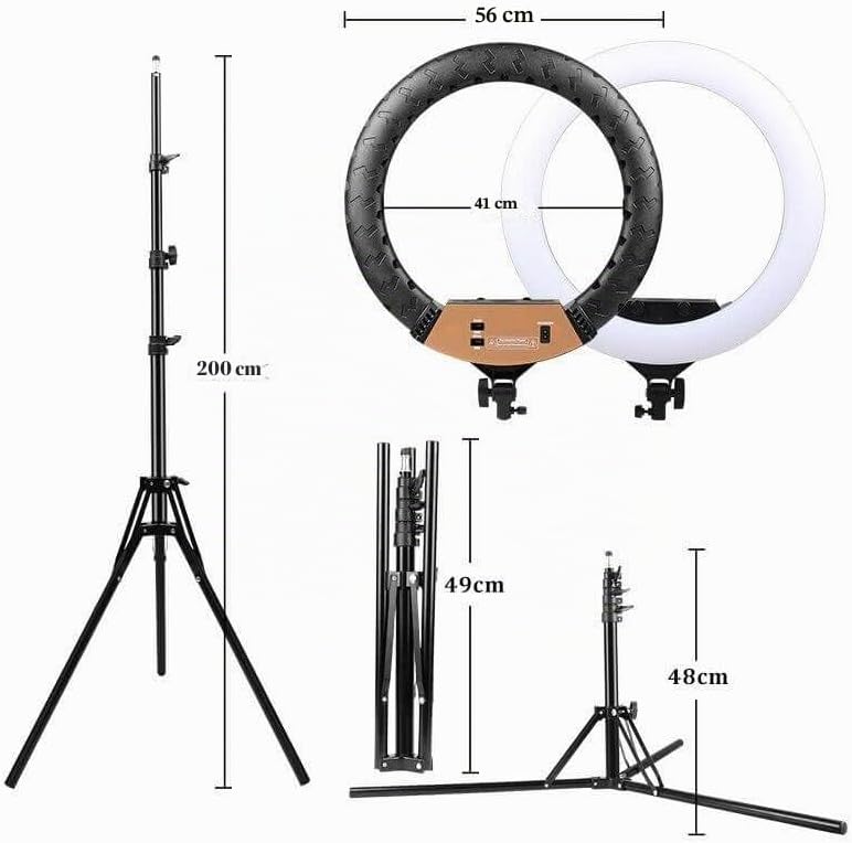 Luminate 56cm / 22 Zoll Ringlicht mit Stativ für professionelle, grossflächige Beleuchtung, Werbevid