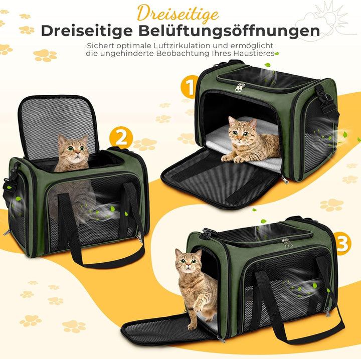 Transporttasche für Katze Hund, Hundetransportbox, Faltbare Katzentransportbox, tragbar, 5kg Katzen