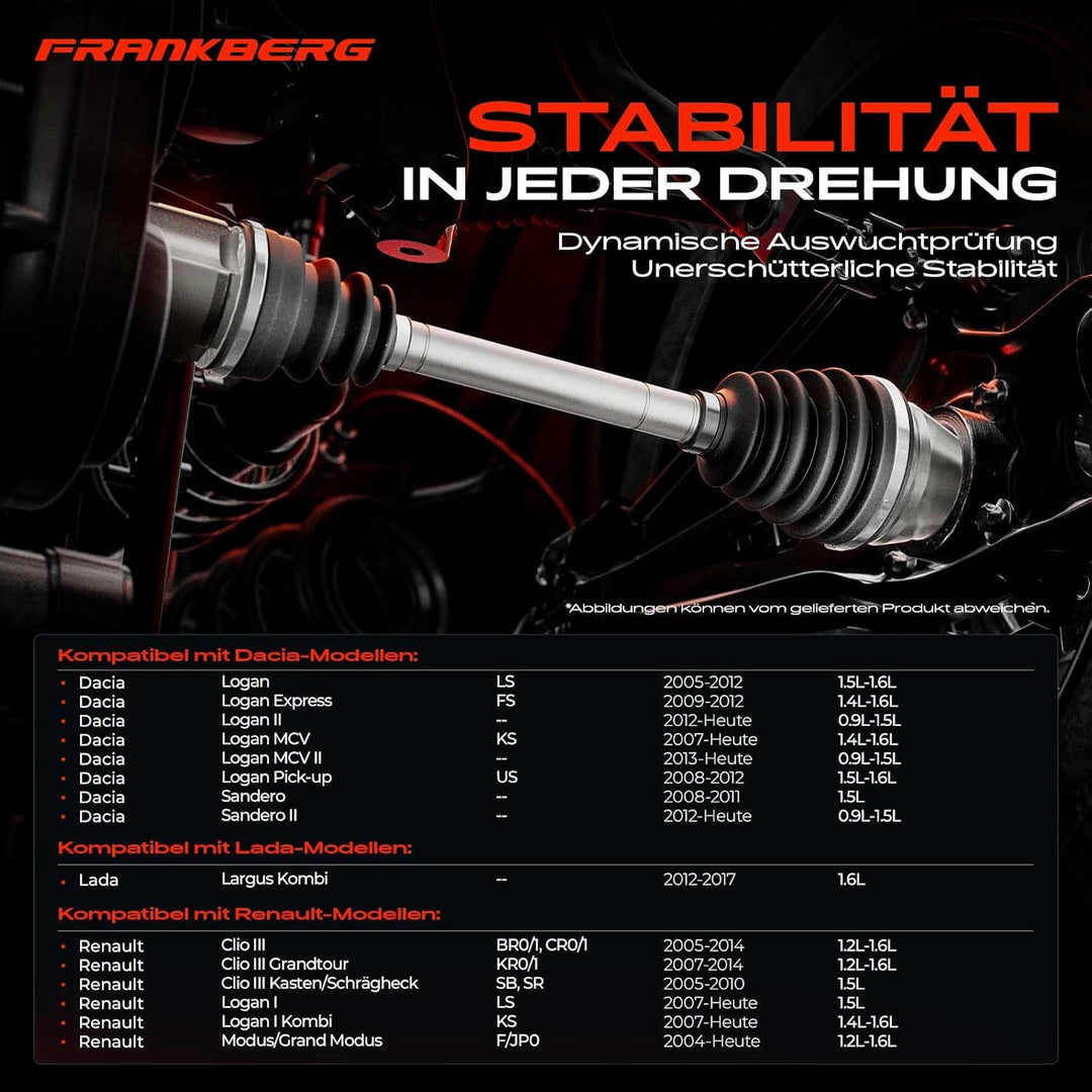 Frankberg Antriebswelle Vorne Links Kompatibel mit Clio III BR0/1 CR0/1 SB SR 1.1L-1.6L 2005-2014 Lo
