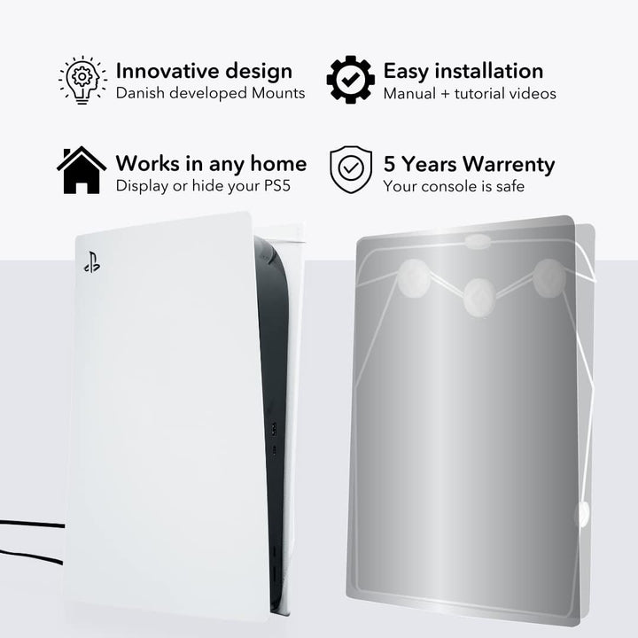 PS5 Wall Mount by FLOATING GRIP - White