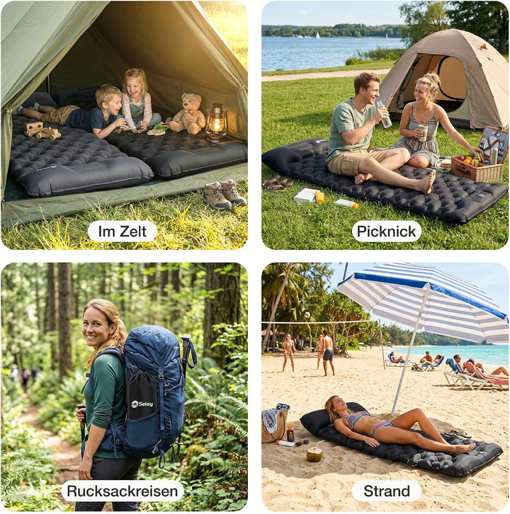 Sekey Ultraleichte Camping Luftmatratze mit Fusspumpe, 1 Min Aufblasen Campingmatratze, Extra Klein