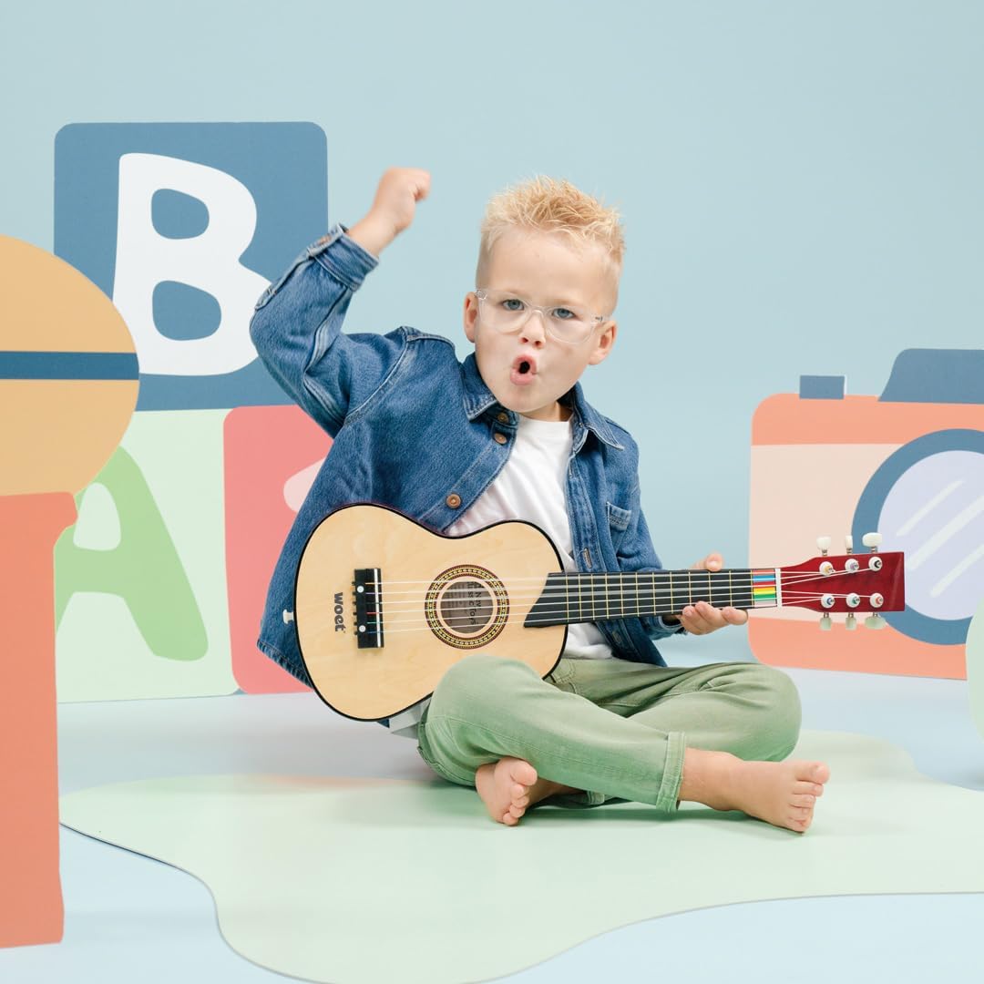 New Classic Toys - 10304 - Musikinstrument - Spielzeug Holzgitarre - Deluxe - Naturell, Kinder (Unis