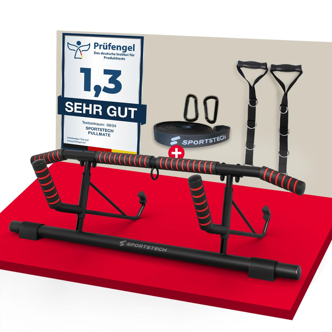 Sportstech Pullmate Klimmzugstange für Zuhause zum Einhängen, Türrahmenmontage ohne Schrauben, verst
