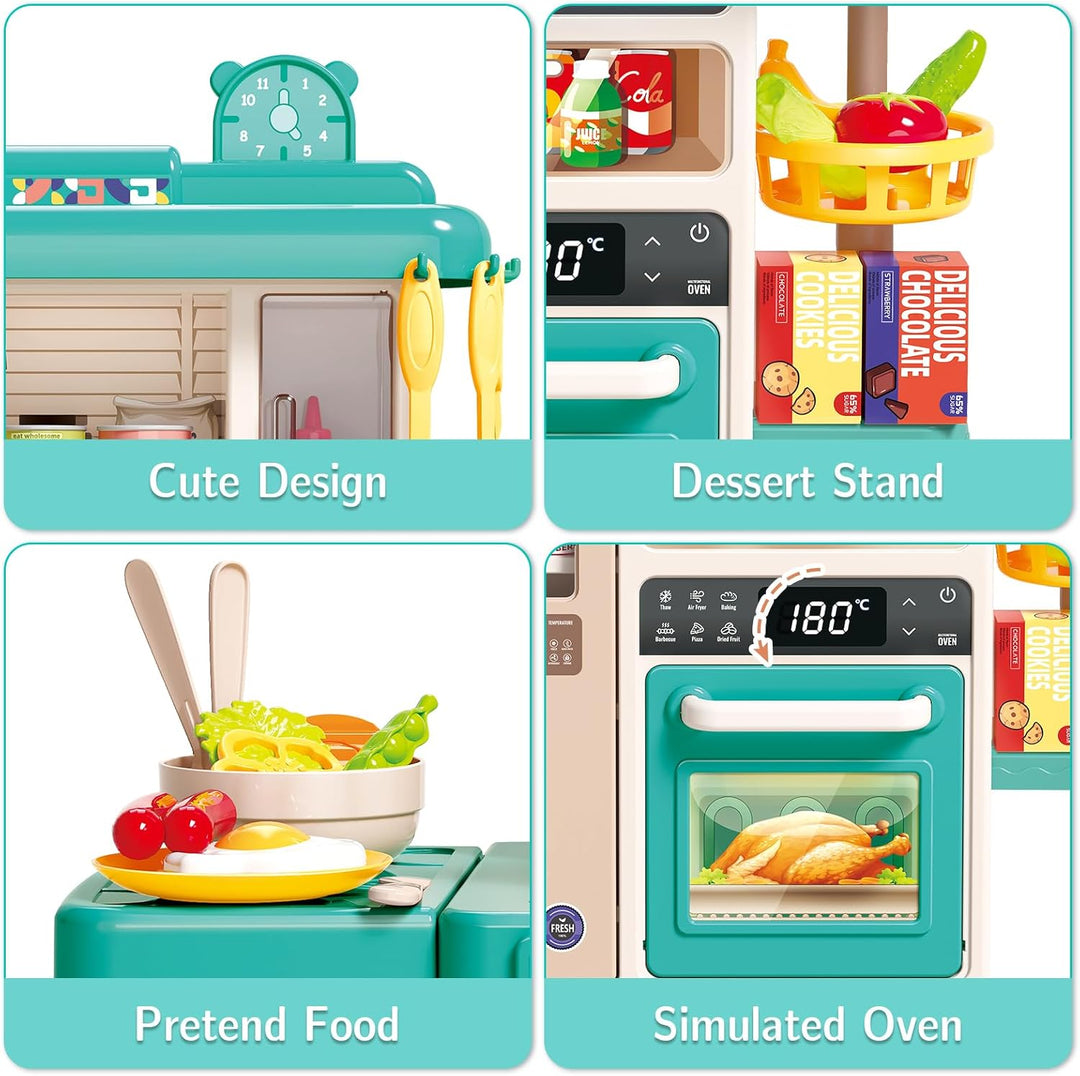 deAO Kinderküche “My Little Chef“ mit Sounds und Licht, Dampf, 50PCS kinderküche zubehör enthalt Ges