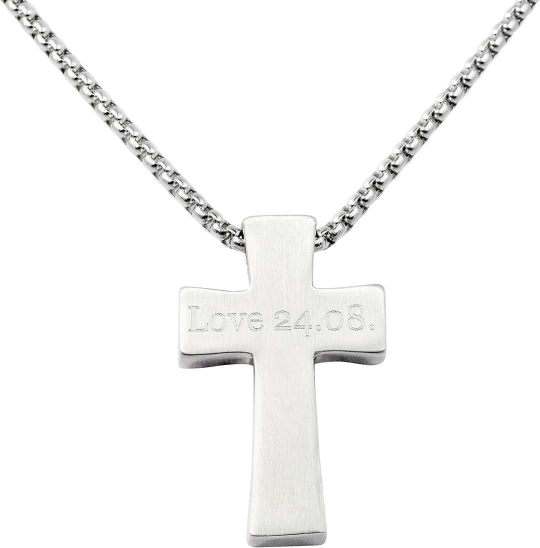 Hanessa Personalisierte Kette mit Gravur Edelstahl 60 cm mit Anhänger Kreuz in silber - Personalisie