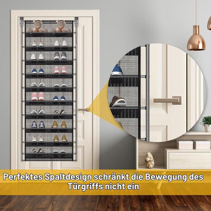 DBREAKS 2 Stück 10-Tier Verstellbares Schuhregal über der Tür, Shoe Organizer, Schuhregal Hängend, S