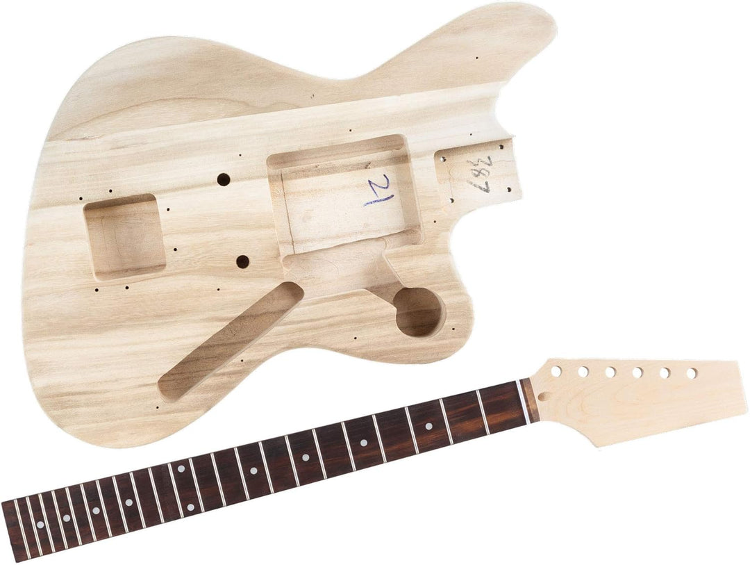 Rocktile DIY JAG Bausatz E-Gitarre - "Do-it-yourself" Bausatz JAG-Style - Korpus: Paulownia - Hals: