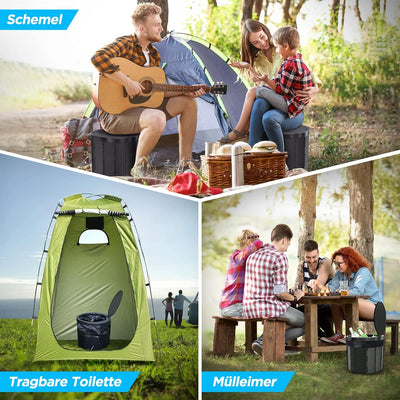 Tepsmigo Campingtoilette, Mobil [Faltbar] Stabil + Beutel | Trockentoilette, Camping WC, Angeln Toil