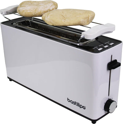 Firefox AB900 Toaster, Weiss, langer Schlitz für 2 Scheiben, 900 W, Auftaufunktion, Krümelschublade