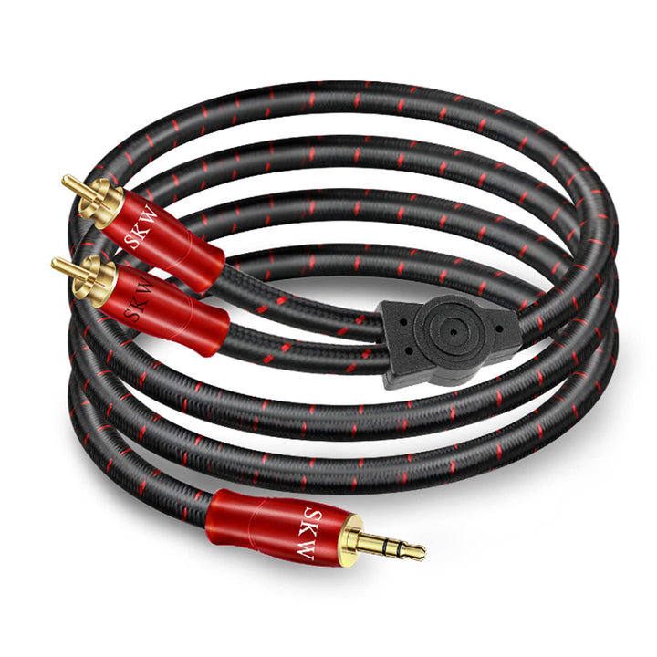 SKW 3,5mm Klinke auf 2 x Cinch Y Splitter Chinch Kabel, OFC Kupfer - Dual geschirmt Cinch auf Klinke