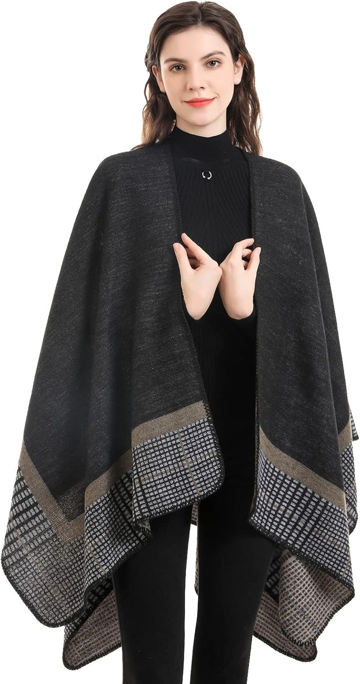 colornival Poncho Damen Winter Warm Elegant Poncho Decke Poncho Cape Strick Poncho Mantel Winter Pon
