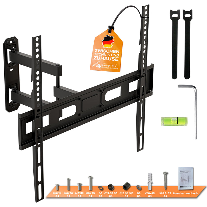 EasyLife FlexMount E70 Single TV-Wandhalterung für 37–70" Fernseher bis 35 kg – Einarm-Design, VESA